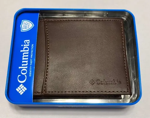 Cartera Columbia Piel Caf Hombre Bifold Original Tarjetero
