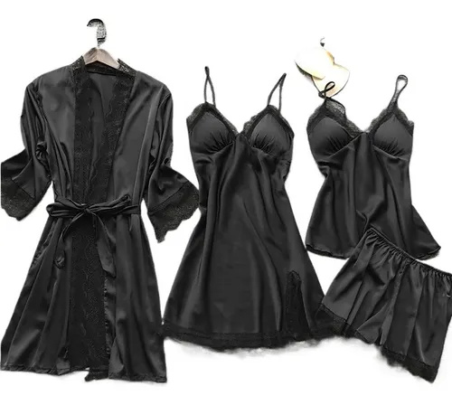 comprar Robe De Renda De Seda Da Moda Feminina, Pijamas, Pijamas