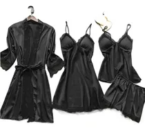 Comprar Robe De Renda De Seda Da Moda Feminina, Pijamas, Pijamas