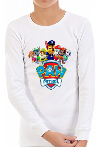 Polera Manga Larga Niño Paw Patrol Exclusivo 100% Algodón 