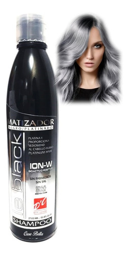 Imagen 1 de 8 de Shampoo Matizador Negro Para Cabellos Platinados 250 Ml