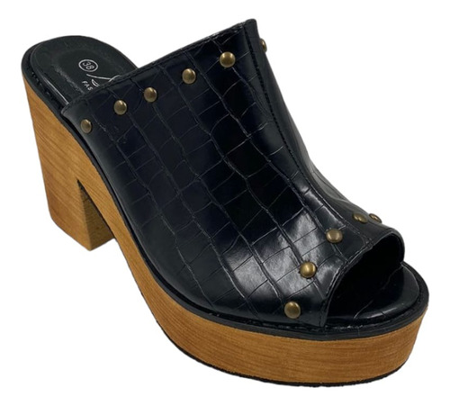 Sandalia Negra Tachas Plataforma Mujer A156-s65