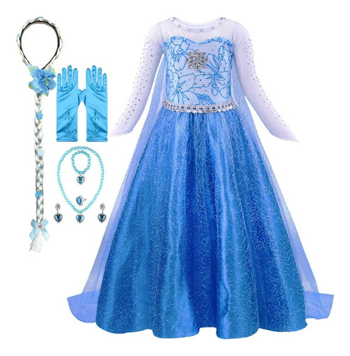 Vestido De Elsa Disfarçado De Rainha Da Neve Para Meninas