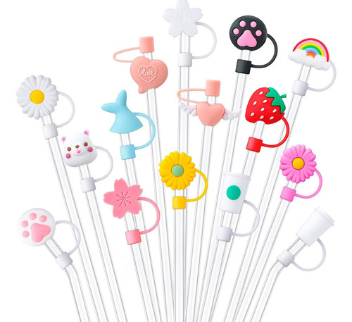 . 15 Fundas De Pajitas Reutilizables De Silicona
