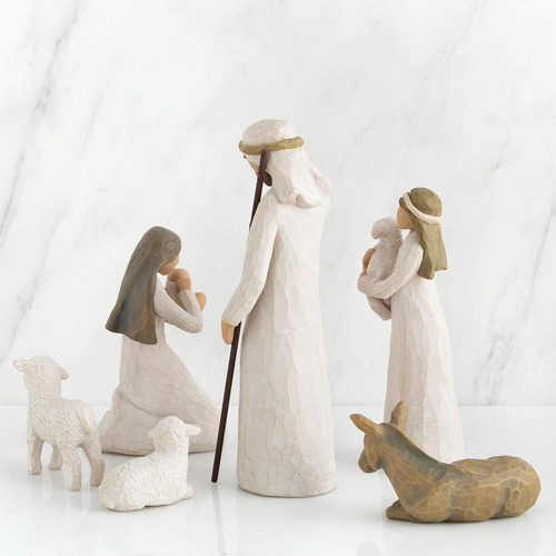 Pesebre De Navidad Pintado A Mano, 6 Piezas