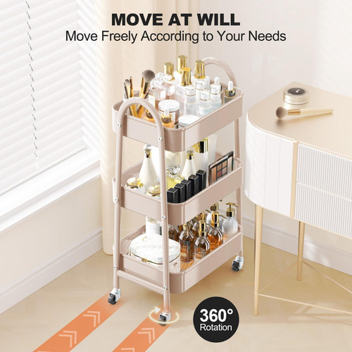 Carro Rodante Eagmak De 3 Niveles Beige, Almacenamiento