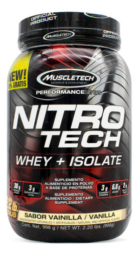 Mt Nitro Tech Bonus Mezcla De Péptidos Y Proteína 2.2 Lbs Sabor Vainilla