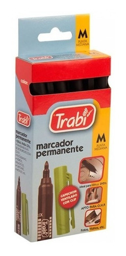 Marcador Permanente Trabi M Punta Media Ideal Caja X 12 Unid