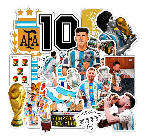 Stickers Calcos Argentina Campeon X25 Pc/termo/compu