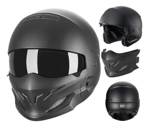 Cascos Para Moto Multi-modular Scorpion 3 En 1 Chopper Certificación Dot 368 Negro Mate Talla L