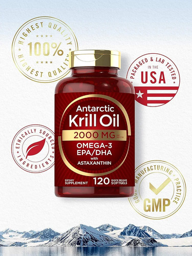 Krill Oil Antarctic 2000mg Omega-3 Epa/dha 120 Softgels Carl
