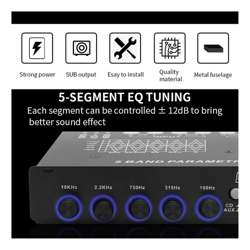 Ecualizador De 5 Bandas Profesional Para Sonido De Auto