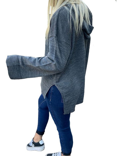Imagen 6 de 8 de Sweater Buzo Mujer Capucha Super Liviano Amplio A64