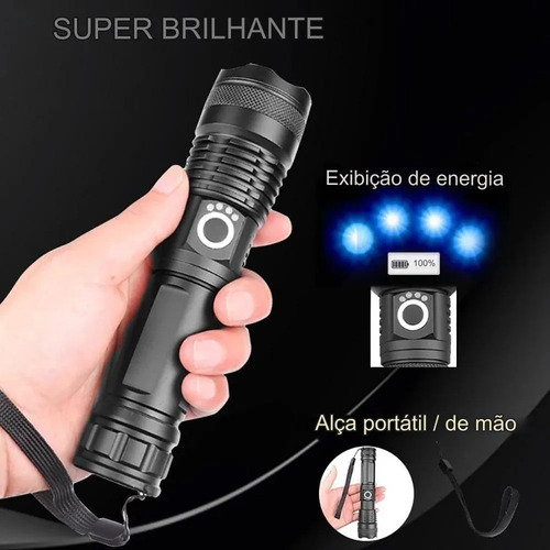 Lanterna Tática Militar Led P50 Recarregável 10000 Lumens