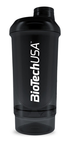 Shaker Doble Compartimiento Negro 500ml - Biotechusa