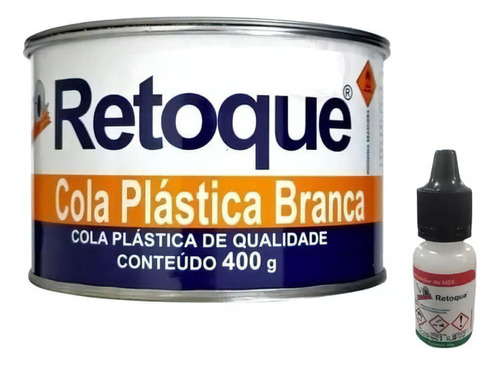 Massa Plástica Retoque Cola 400g C/ Catalisador Cor Branco