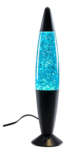Lámpara De Lava Base Negra Purpurina, Líquido Azul De 16 Pul
