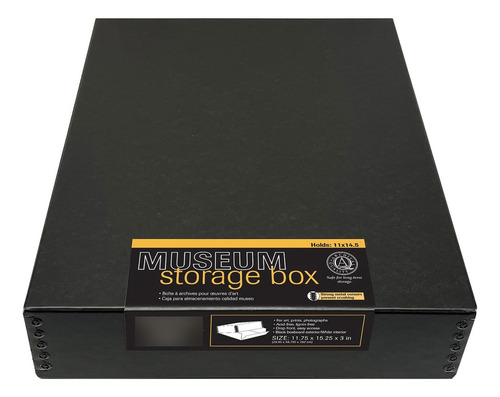 Caja De Archivo 28 X 355 X 76 Cm, Borde Metálico, Negro
