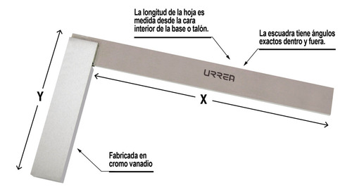 Escuadra De Precisión 8'' Urrea® Para Alineación Industrial