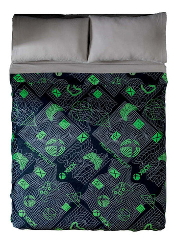 Cobertor Ligero Xbox Matrimonial Gamer Vianney Color Negro Diseño De La Tela Xbox