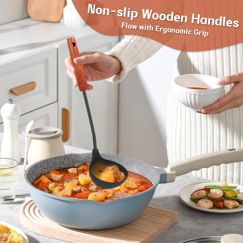 Espátula De Silicona Para Wok, Espátulas Ranuradas, Cucharón