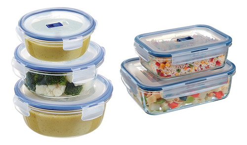 Imagen 1 de 9 de Set Contenedores Vidrio Pure Box Luminarc Tuper Vianda X5p