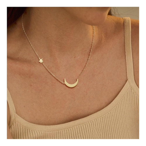 Ascomy Dainty Gold Moon De 14 Quilates Y Colgantes De Estrel