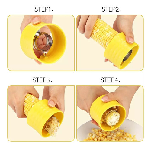 4 Piezas Mazorca Peladora De Maíz Cortador De Pelado De Maíz Color Amarillo