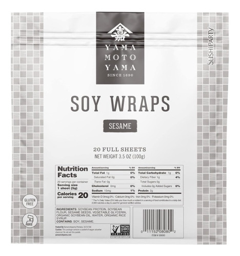 Envoltura O Hoja De Soya Sésamo Yama Moto 100gr