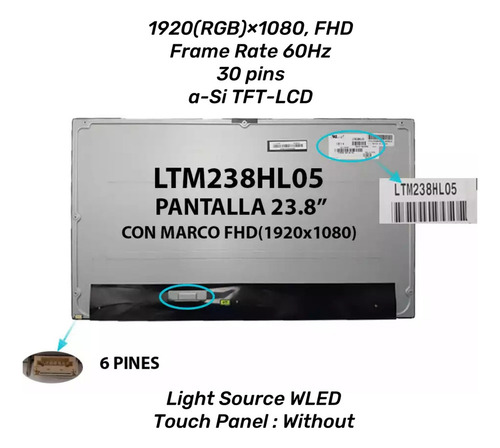 Pantalla Lcd Ltm238hl05 1920x1080 30 Pines Fhd All-in-one