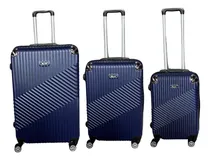 Comprar Set De Valijas Rigidas Para Viaje Con Ruedas Giratorias 360 Grados, Proteccion Esquinas Y Candado - Kit Valijas Rigidas Azules - Valija Carry On 20'' + Valija Mediana 24'' + Valija Grande 28'' - Ma7-b