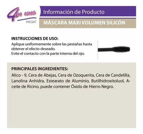 Rimel Máscara De Pestañas Prosa 4 En 1 A Prueba De Agua 13g Maxi-volumen Silicón
