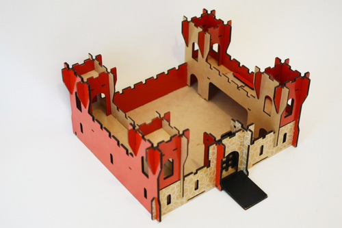 Imagen 3 de 10 de Castillo Madera Juego Infantil Figuras Medievales Niños