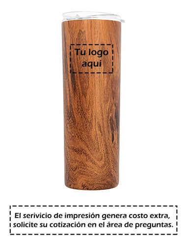 Imagen 4 de 10 de Termo De Acero Inoxidable Apariencia De Madera Cap 650ml