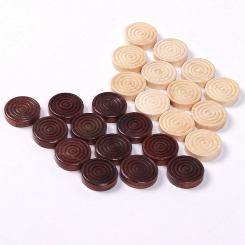 4 X 24 Piezas Redondas De Backgammon Marrón Y Natural Para