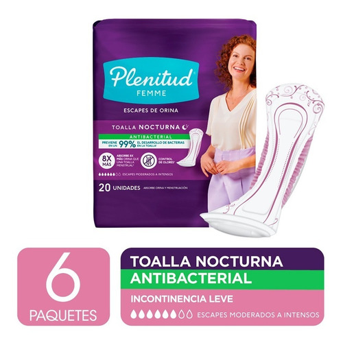 Imagen 2 de 3 de Plenitud Toalla Nocturna Femme X 20 Unidades Pack X 6