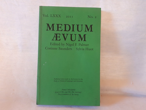 Medium Aevum Vol Lxxx 2011 No 2 Nigel Palmer En Ingles