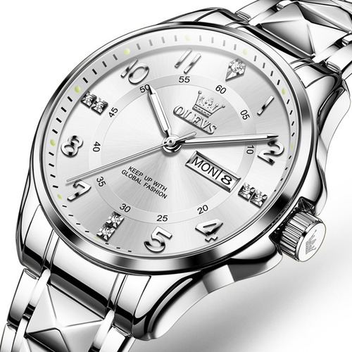 Relojes de cuarzo de lujo Olevs Diamond Calendar, color de fondo blanco