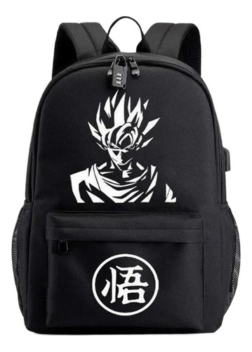 Mochilas Escolares Estudiantes Luminous Usb Carga Goku Negro