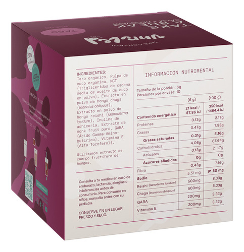 Taro En Polvo, Mix Hongos Adaptógenos, Reishi, Chaga, 60g