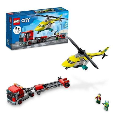 Kit Lego City Transporte Del Helicóptero Rescate 60343 Cantidad de piezas 215