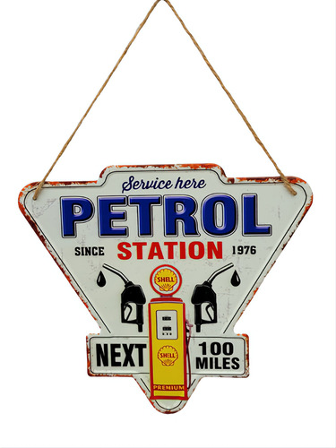 Chapa Retro Triangular Con Relieve Surtidor Gasoil Gasolina