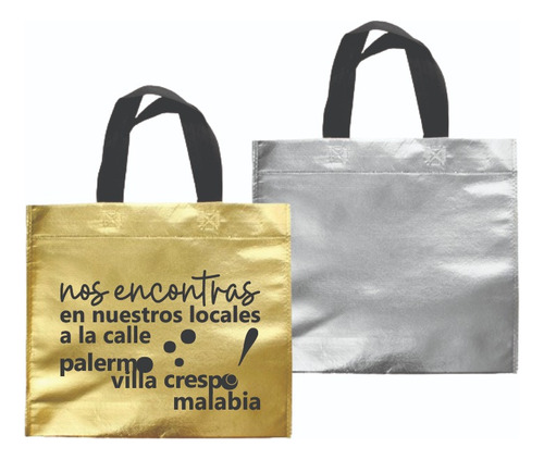75 Eco Bolsas 30x30x10 Metalizadas C/manijas C/logo