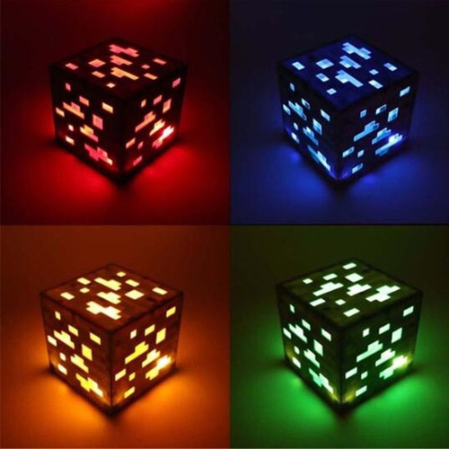 Lámpara De Minecraft Creative Night Light Cube Miner Con Car Color De La Estructura Rojo