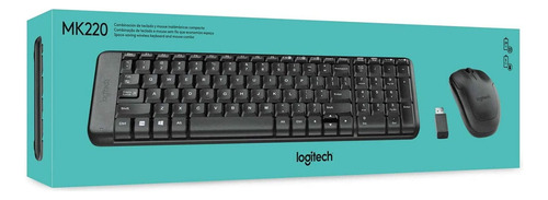 Teclado Logitech + Mouse Mk220 Wireless Usb Sp Black