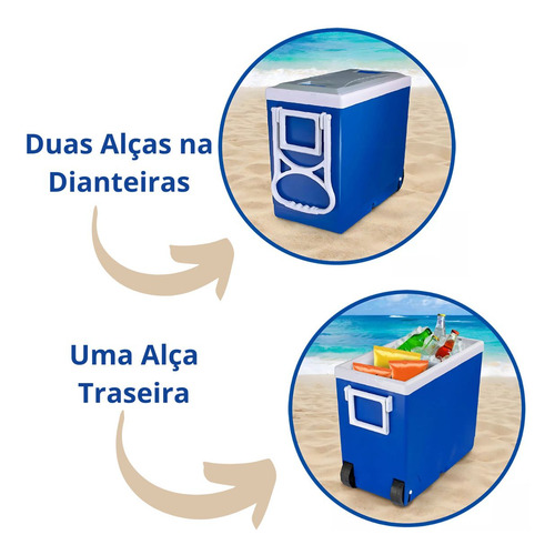 Caixa Térmica Cooler 32 L Com Mesa Praia Camping 3 Em 1