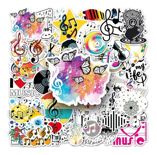100 Pegatinas De Grafiti Con Notas Musicales