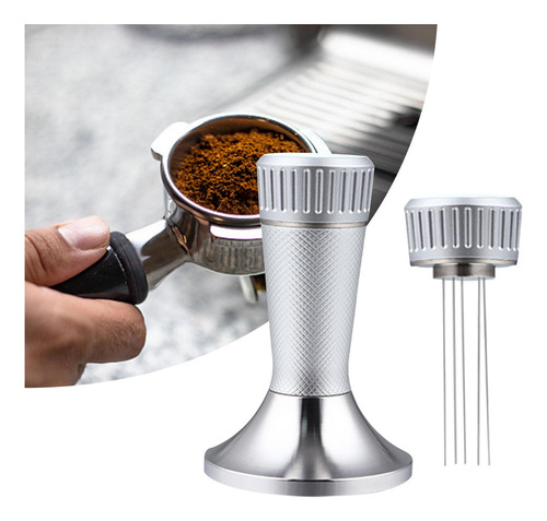 Q Distribuidor De Café A Presión Calibrado Con Tamper Plata