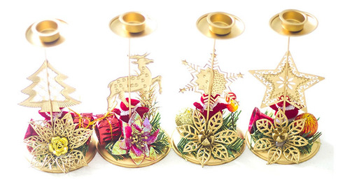 Candelabro Navideño De Hierro Nuevo Y Creativo 4 Piezas
