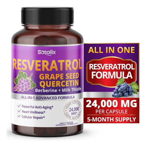 Resveratrol Grape Seed, Quercetin+ Berberina 5 Meses